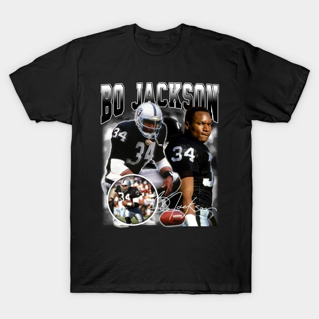 Bo Jackson Bo Knows Signature Vintage Legend Baseball Football Bootleg Rap Graphic Style T-Shirt by Koch Sean